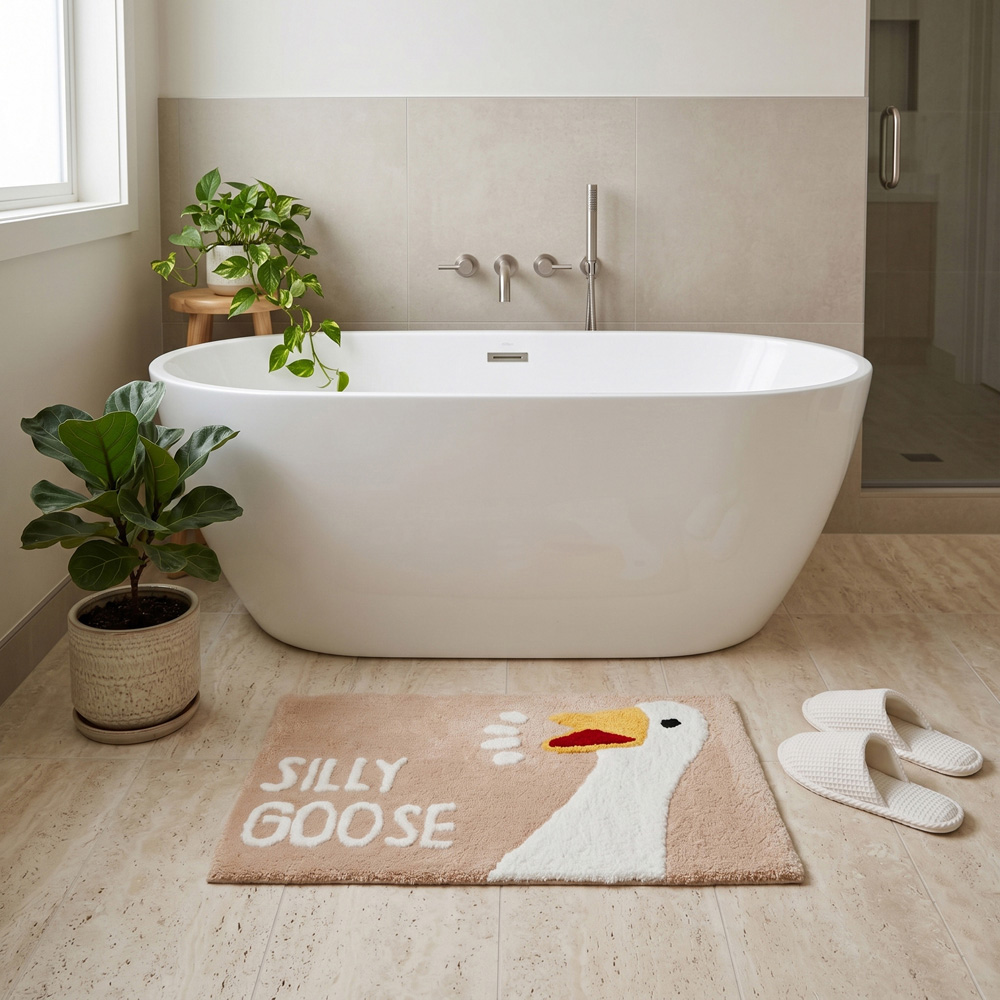 Allure Bath Fashions Beige Silly Goose Slogan Non-Slip Bath Mat 50 x 80cm Image 6