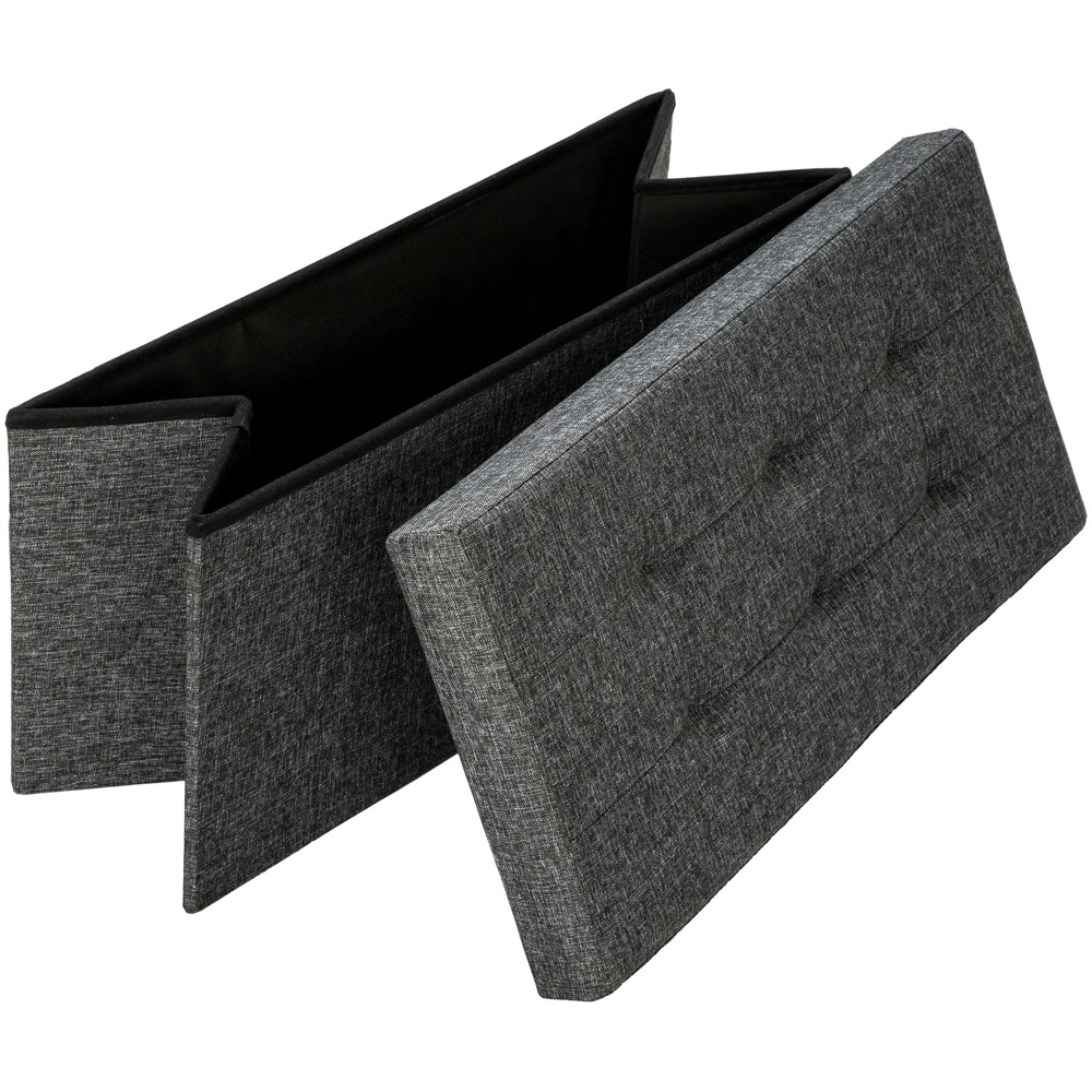 tectake Dark Grey Foldable Padded Stool with Storage Image 5
