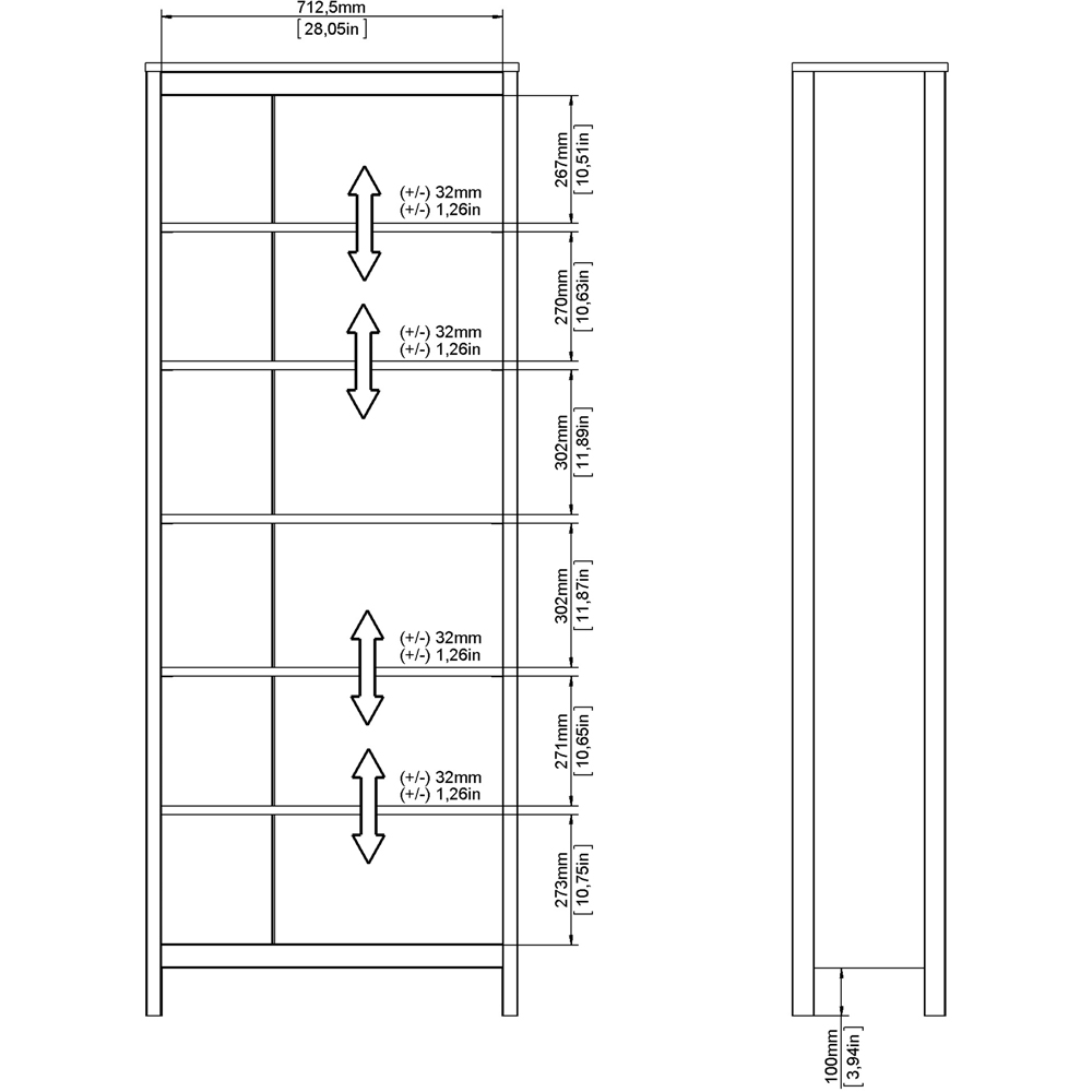 Florence Barcelona 6 Shelf Black Bookcase Image 7