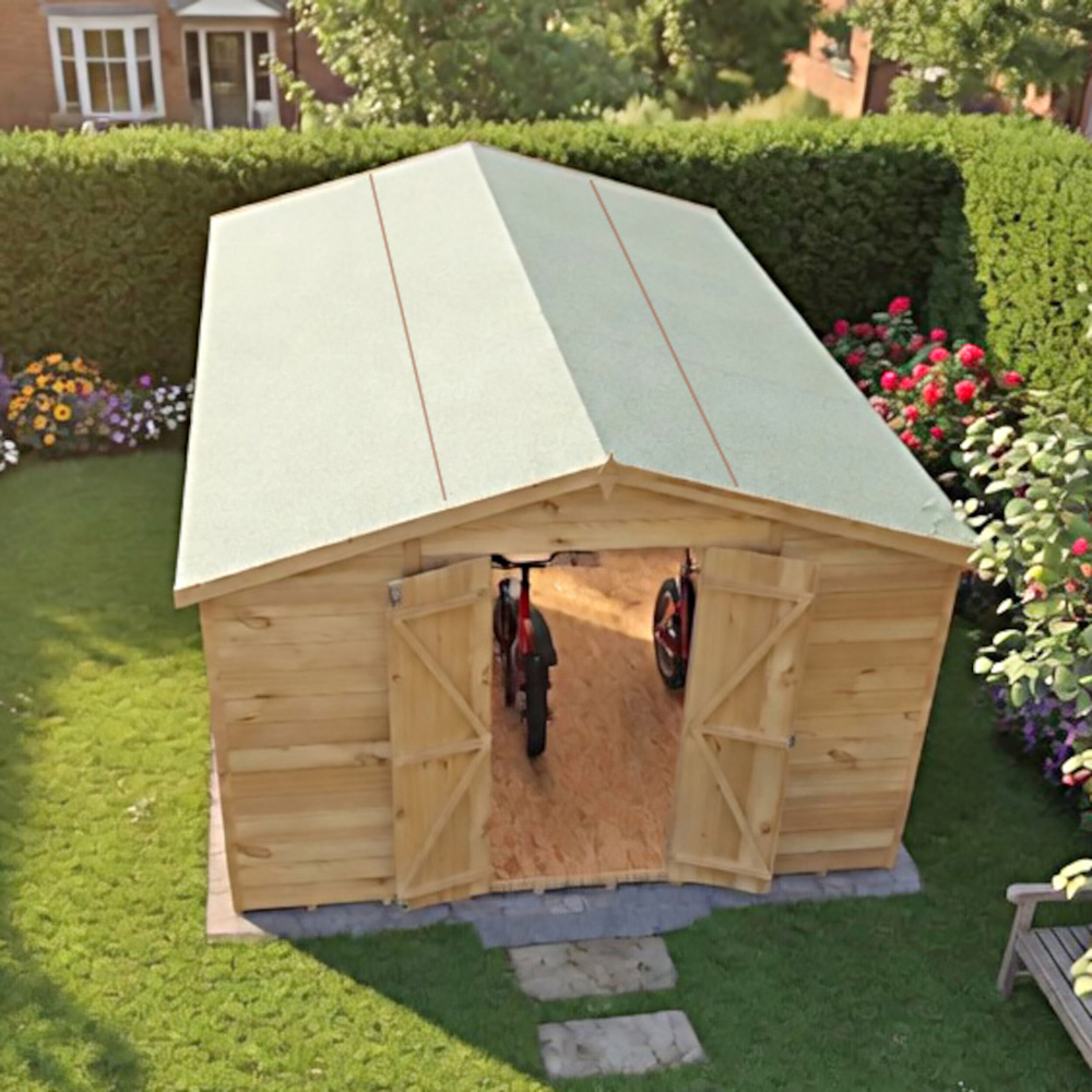 Shire 10 x 15ft Double Door Overlap Apex Wooden Shed with Window Image 4