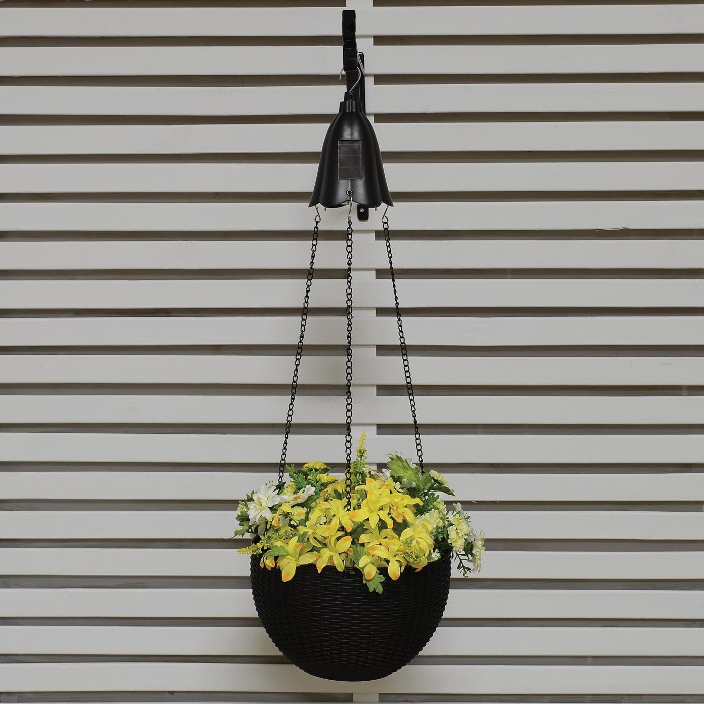Solar Hanging Light Basket - Black Image 1