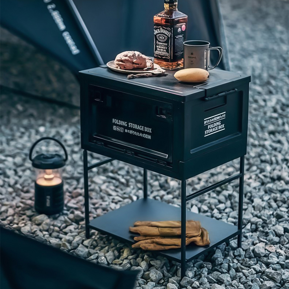 Living and Home Black Outdoor Foldable Camping Storage Box with Base 30 x 53cm Image 7