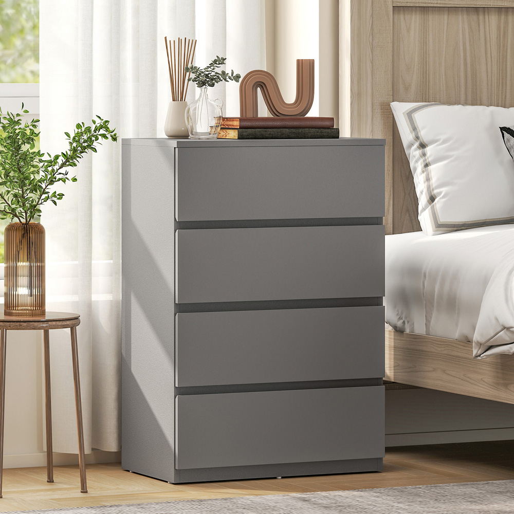 Portland 4 Drawer Grey Bedroom Chest of Drawers Image 6