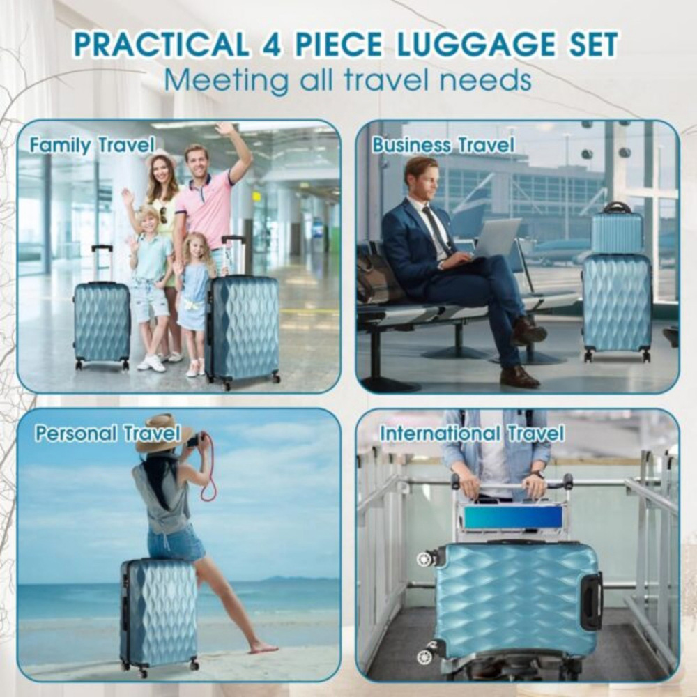 Willowmare 4-Piece Blue Travel Luggage Set Image 6