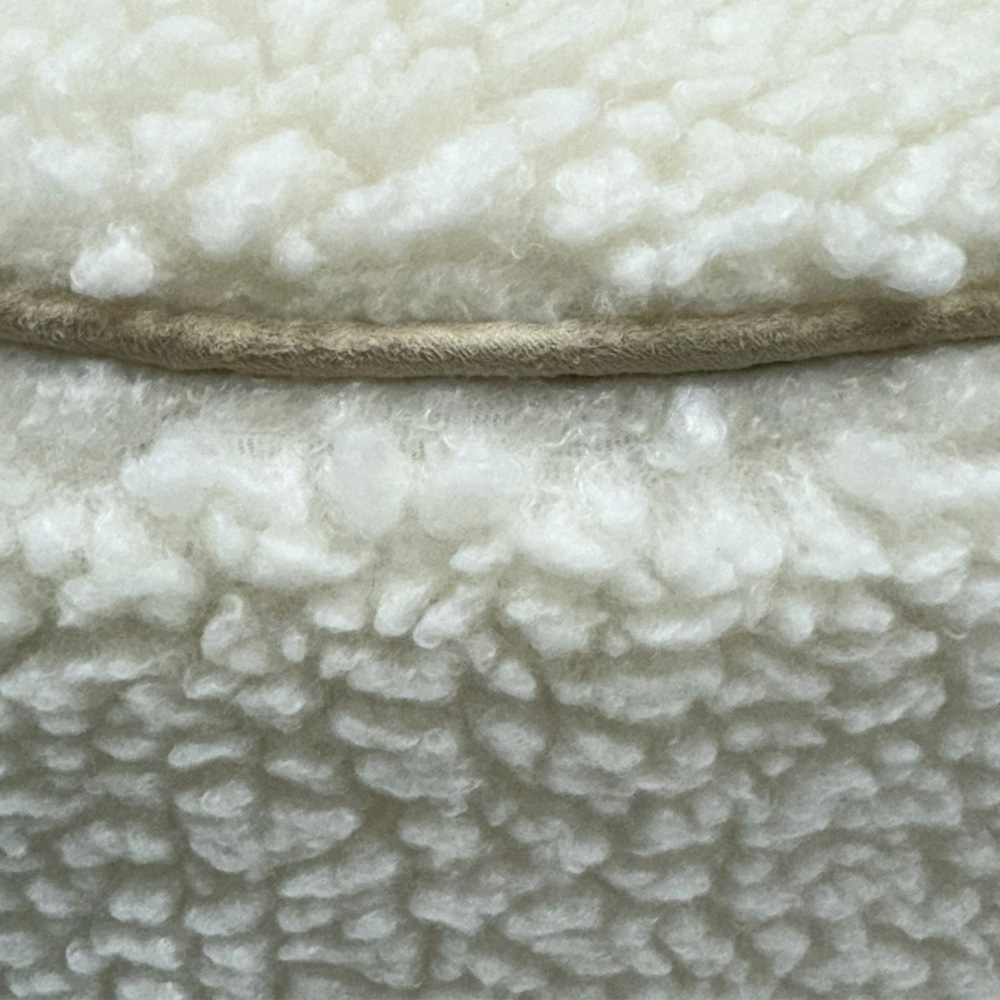 Kaikoo Cream Piping Sherpa Round Stool Image 5