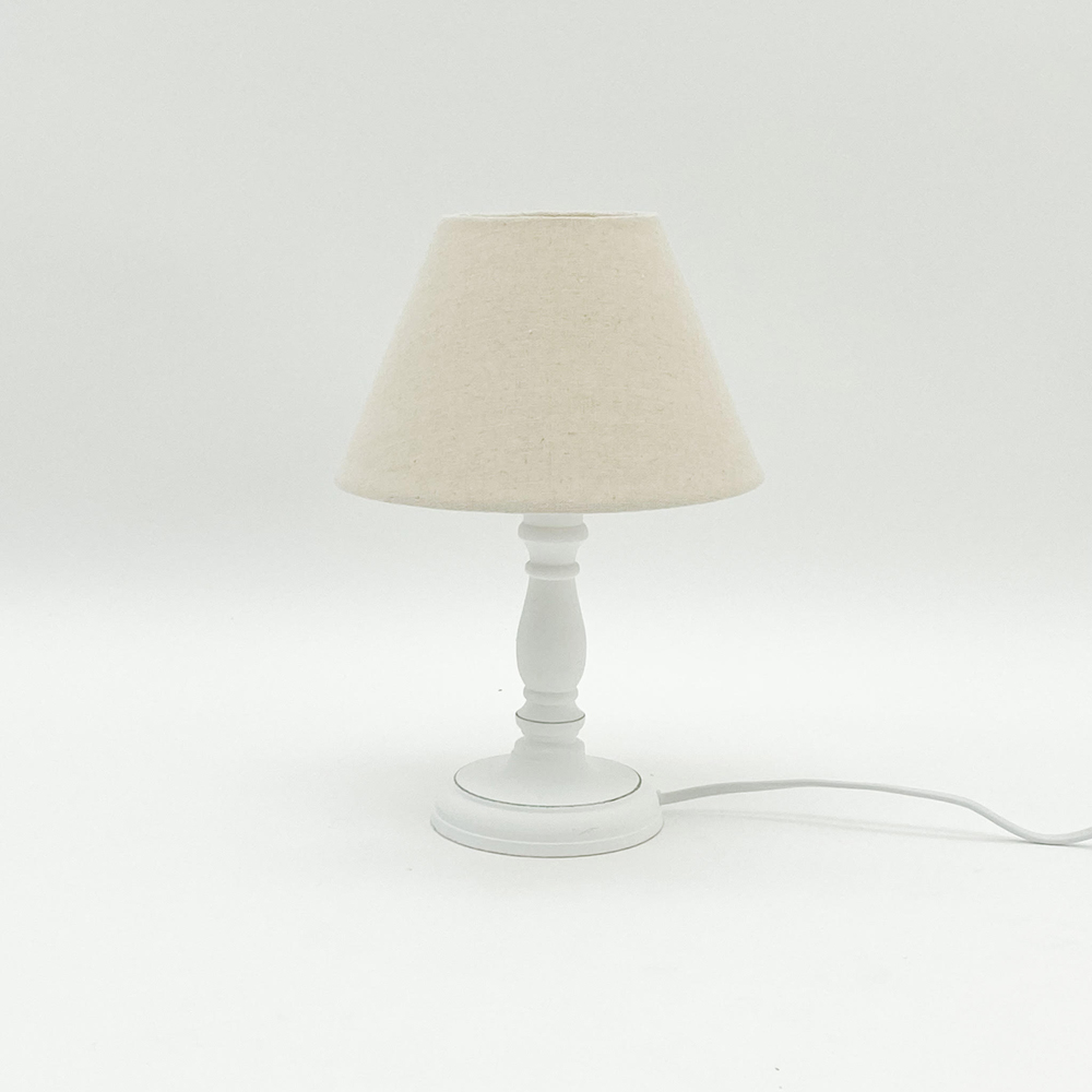 Acacia Home Cream Linen Shade White Table Lamp Image 3
