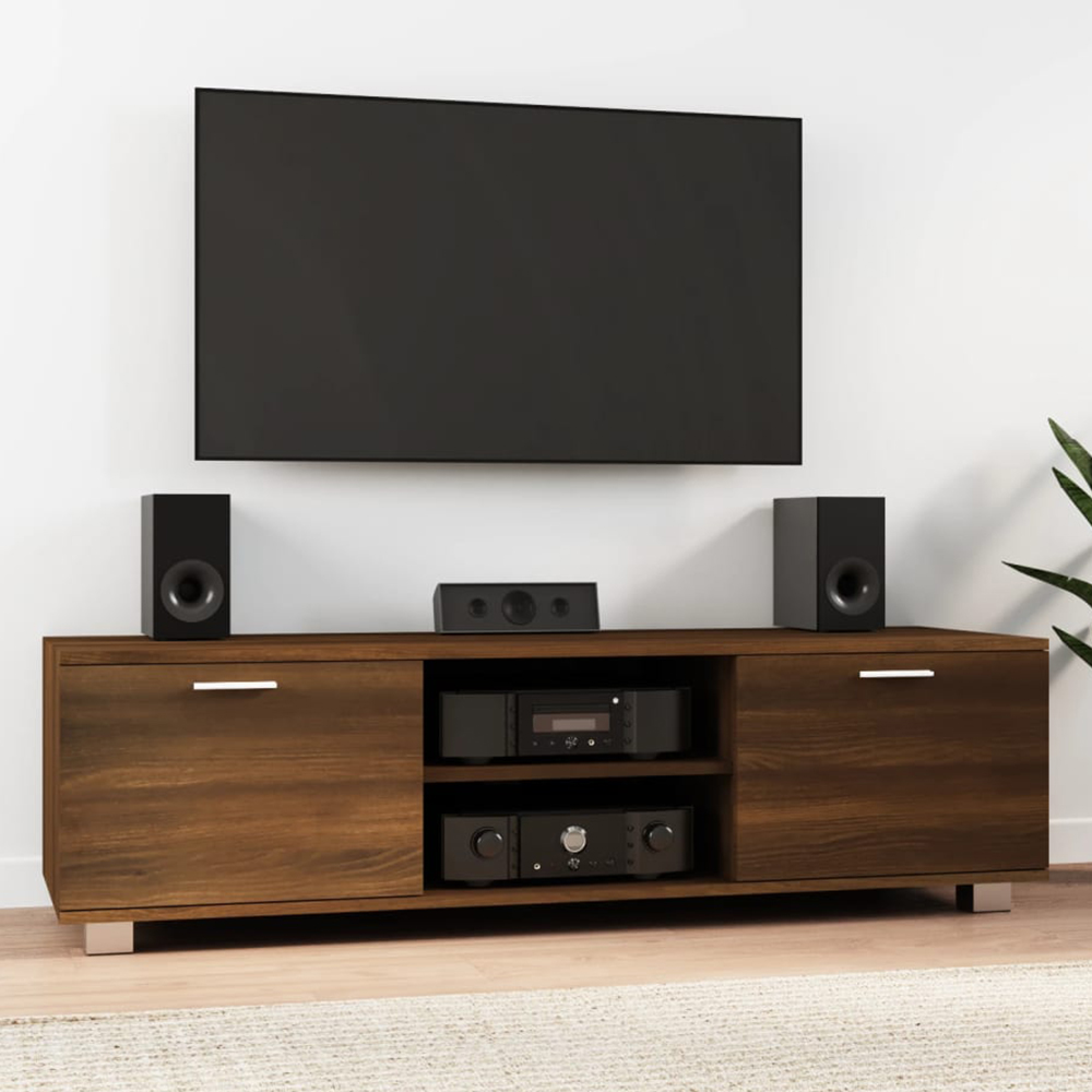 vidaXL 2 Door 2 Open Shelf Brown Oak TV Cabinet Image 1