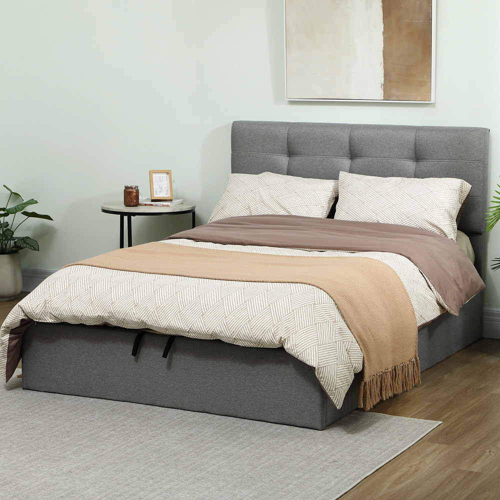 Portland Double Grey Upholstered Ottoman Bed Frame Image 1