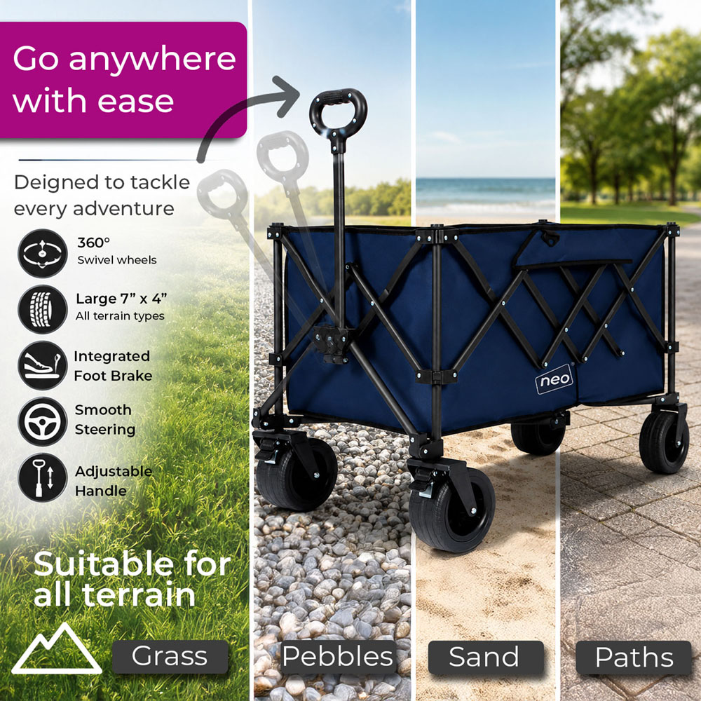 Neo Direct 300L Navy Heavy Duty Folding Garden Trolley Cart Image 7