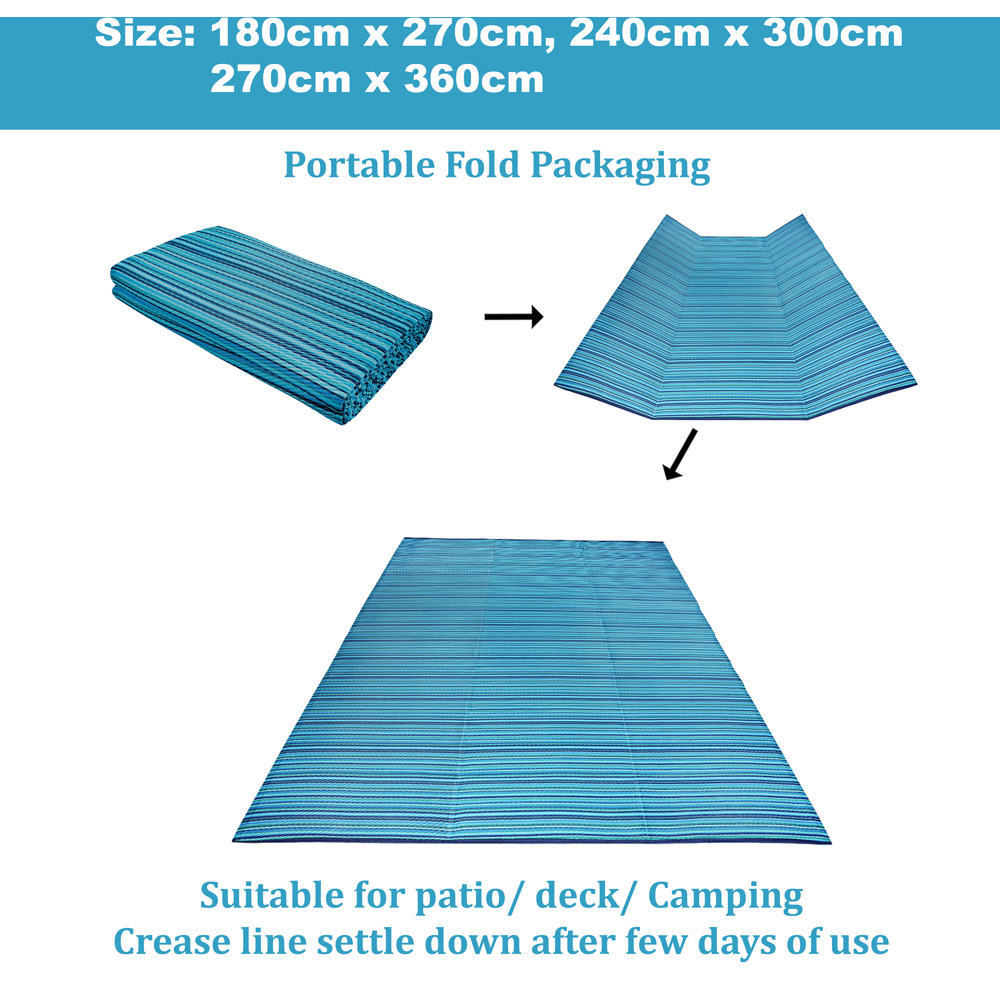 Green Decore Weaver Camping and Picnic Turquoise Blue Rug 270 x 360cm 2 Pack Image 9