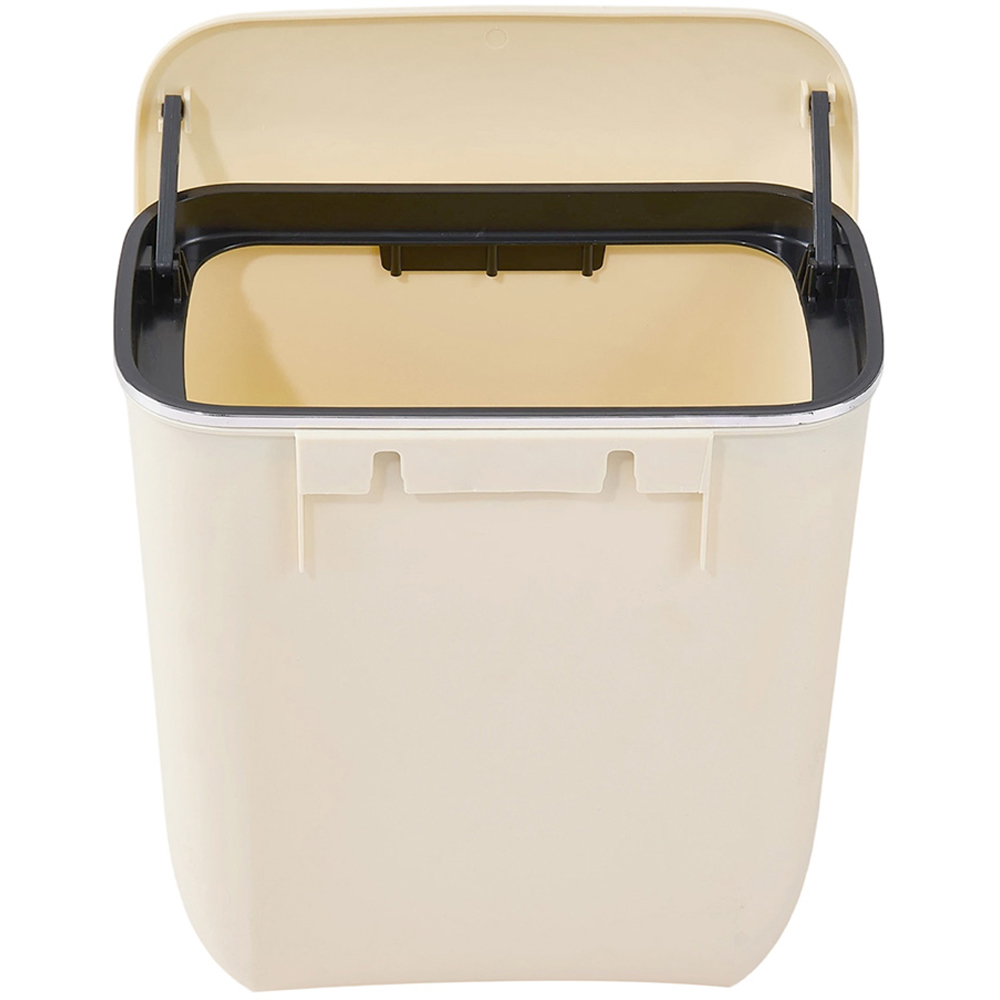 Living and Home Cream Hanging Waste Bin with Lid 9L Image 2