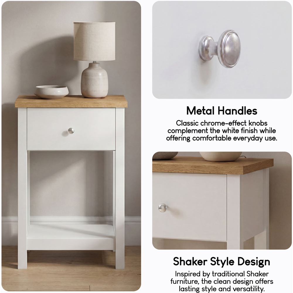 VIDA DESIGNS Arlington Single Drawer White and Oak Console Table Image 6