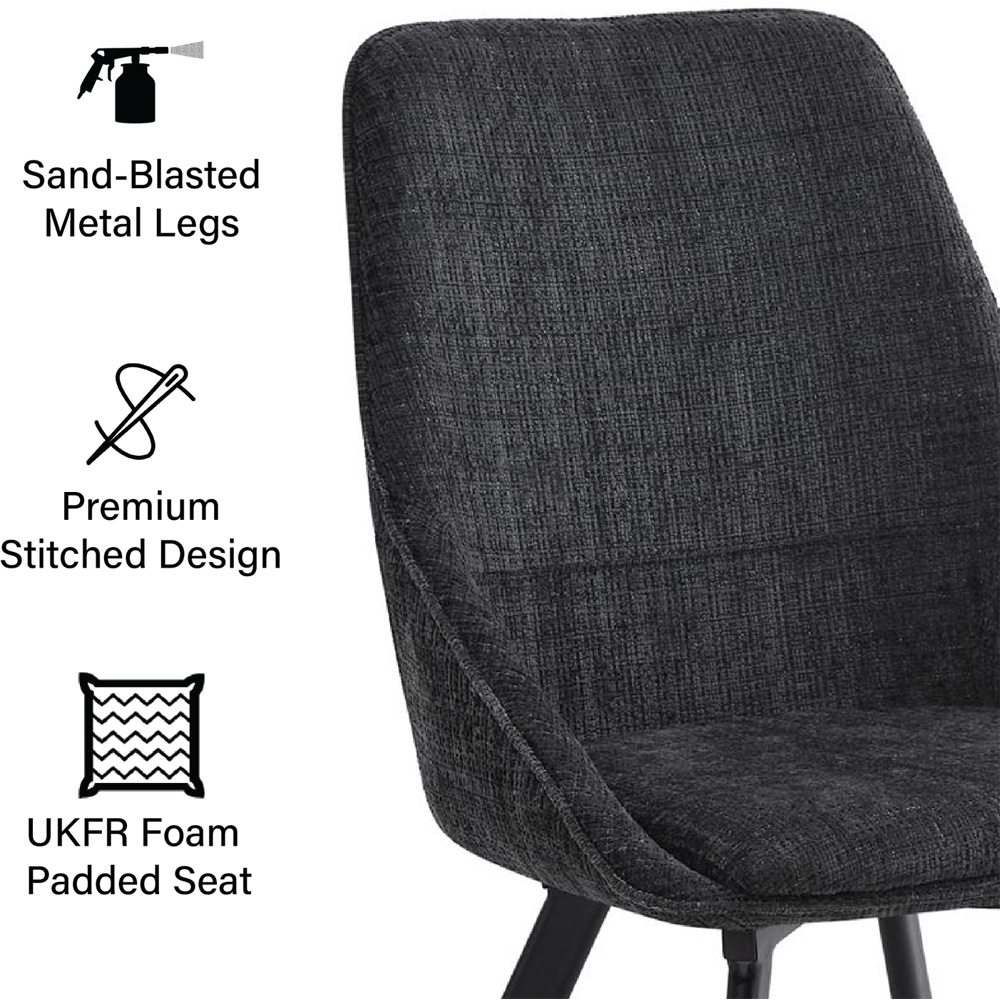 FWStyle Myla Set of 2 Black Chenille Upholstered Swivel Dining Chair Image 7