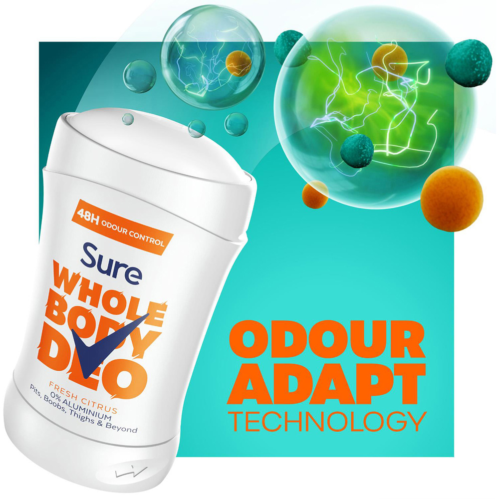 Sure Women Aluminium Free Whole Body Fresh Citrus Deodorant Stick 50ml 24 Pack Image 5