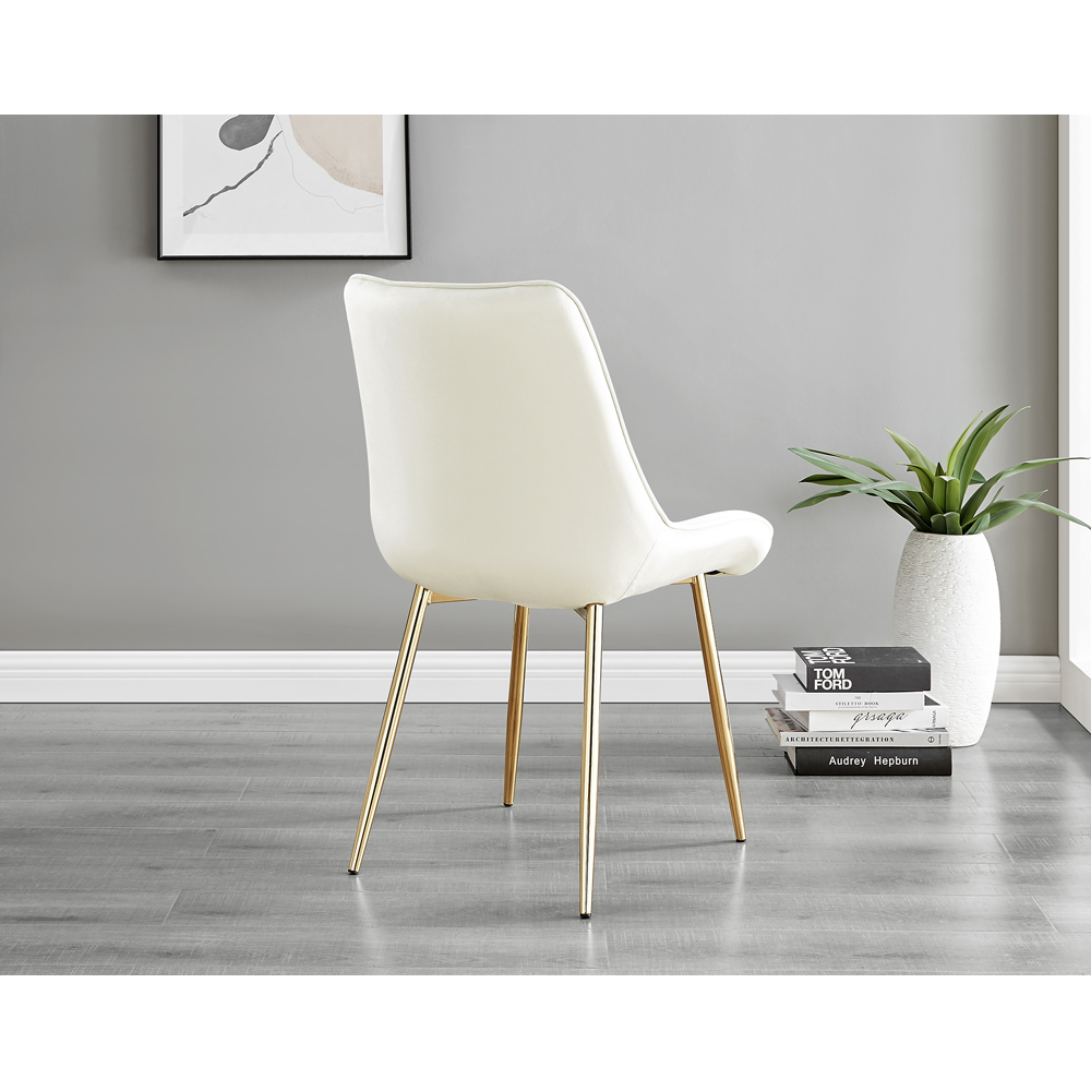 Furniturebox Cesano Set of 2 Cream and Gold Velvet Dining Chair Image 5