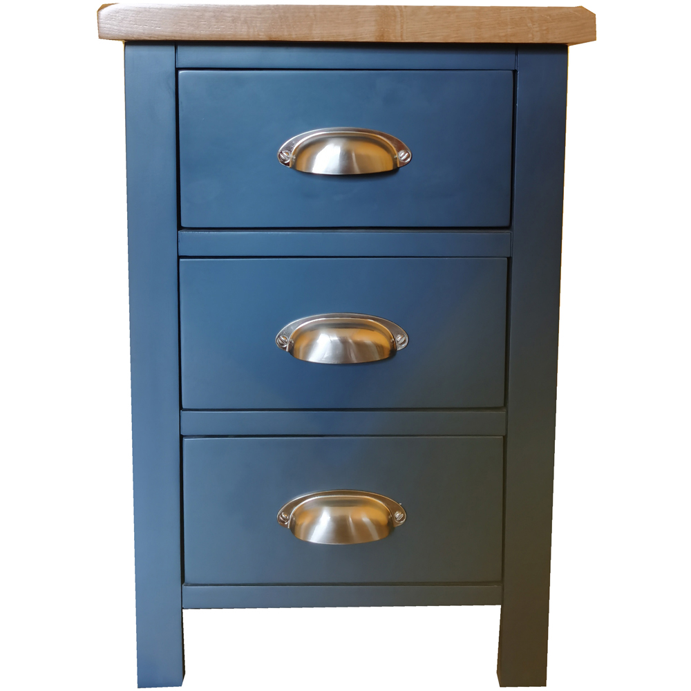 Furniture One 3 Drawer Blue Bedside Table Image 2