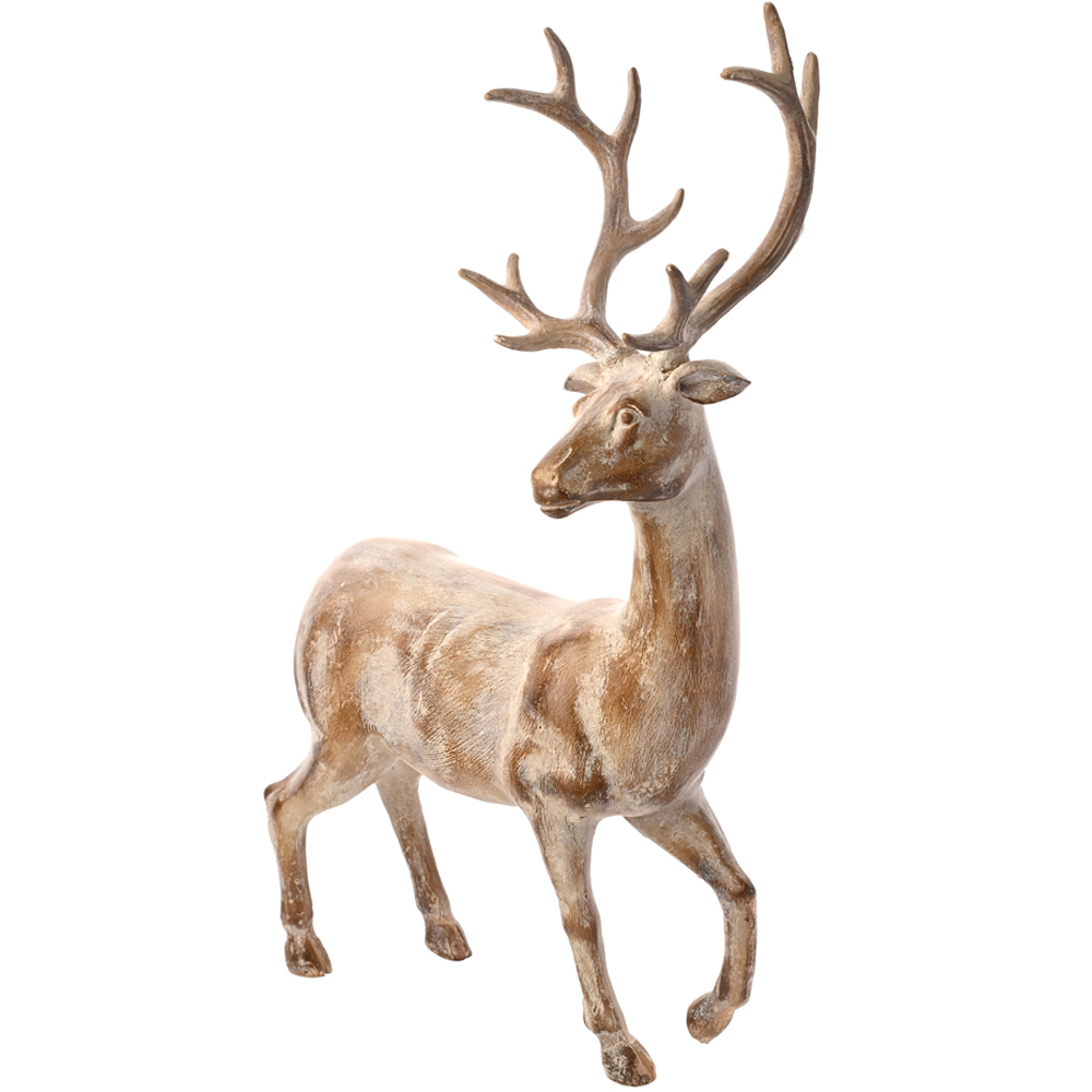 The Seasonal Gift Co. Standing Stag White Washed Resin Christmas Decoration Image 3