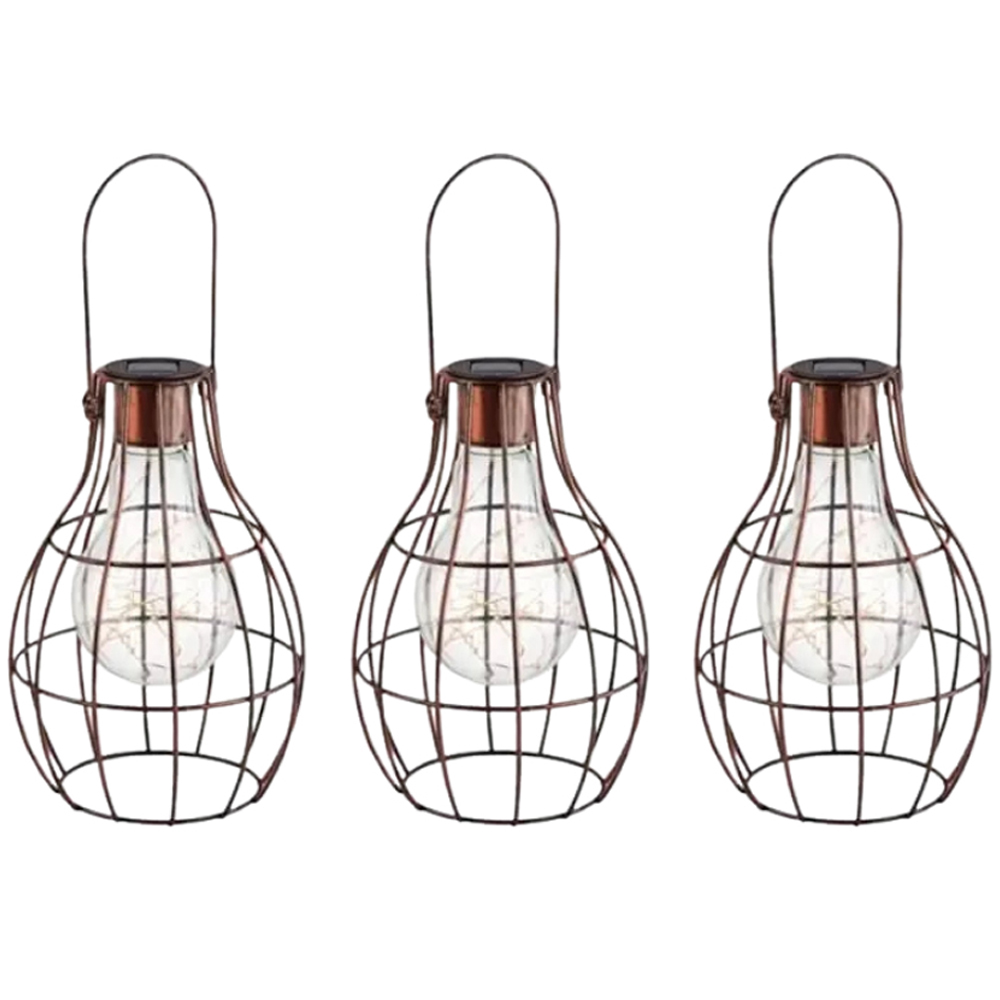 Garden Mile Hanging Firefly Solar LED Lantern Set 3 Pack Image 1