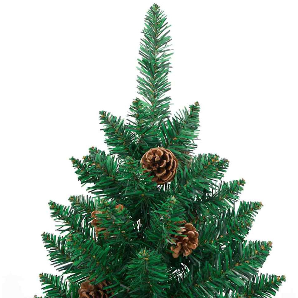 vidaXL Green Artificial Christmas Tree with LEDs Pinecones 7ft Image 3