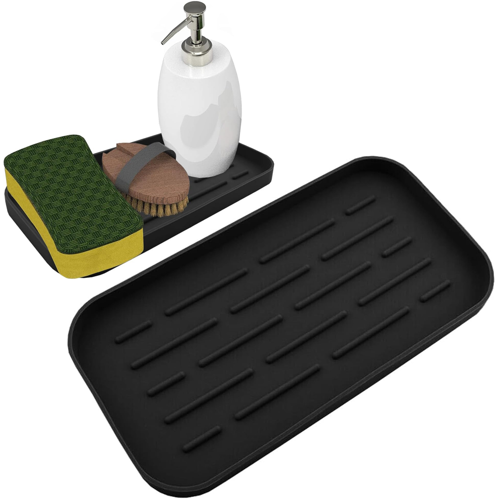 ATEK Black Silicone Sink Tidy Caddy Soap Sponge Organiser Image 2
