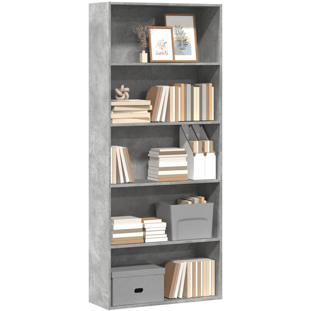 vidaXL 5 Shelf Concrete Grey Bookcase Image 3