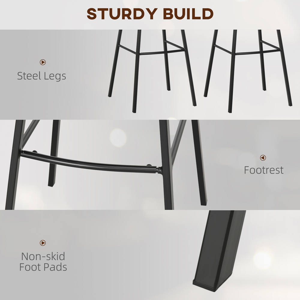 Portland Brown Linen Touch Upholstered Bar Stool Set of 2 Image 6