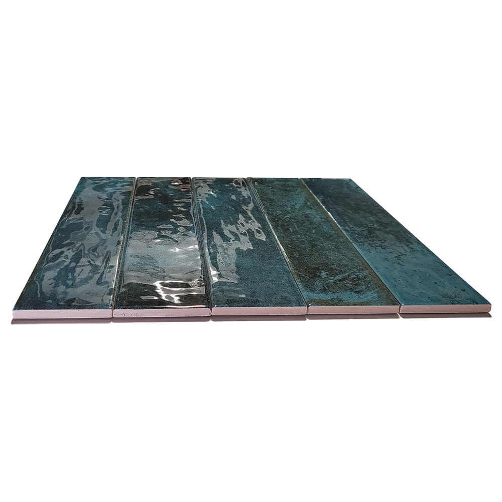 Top Ceramics Metro Turquoise Green Gloss Flat Bumpy Ceramic Wall Tile 65 x 250mm 0.82sqm Image 4