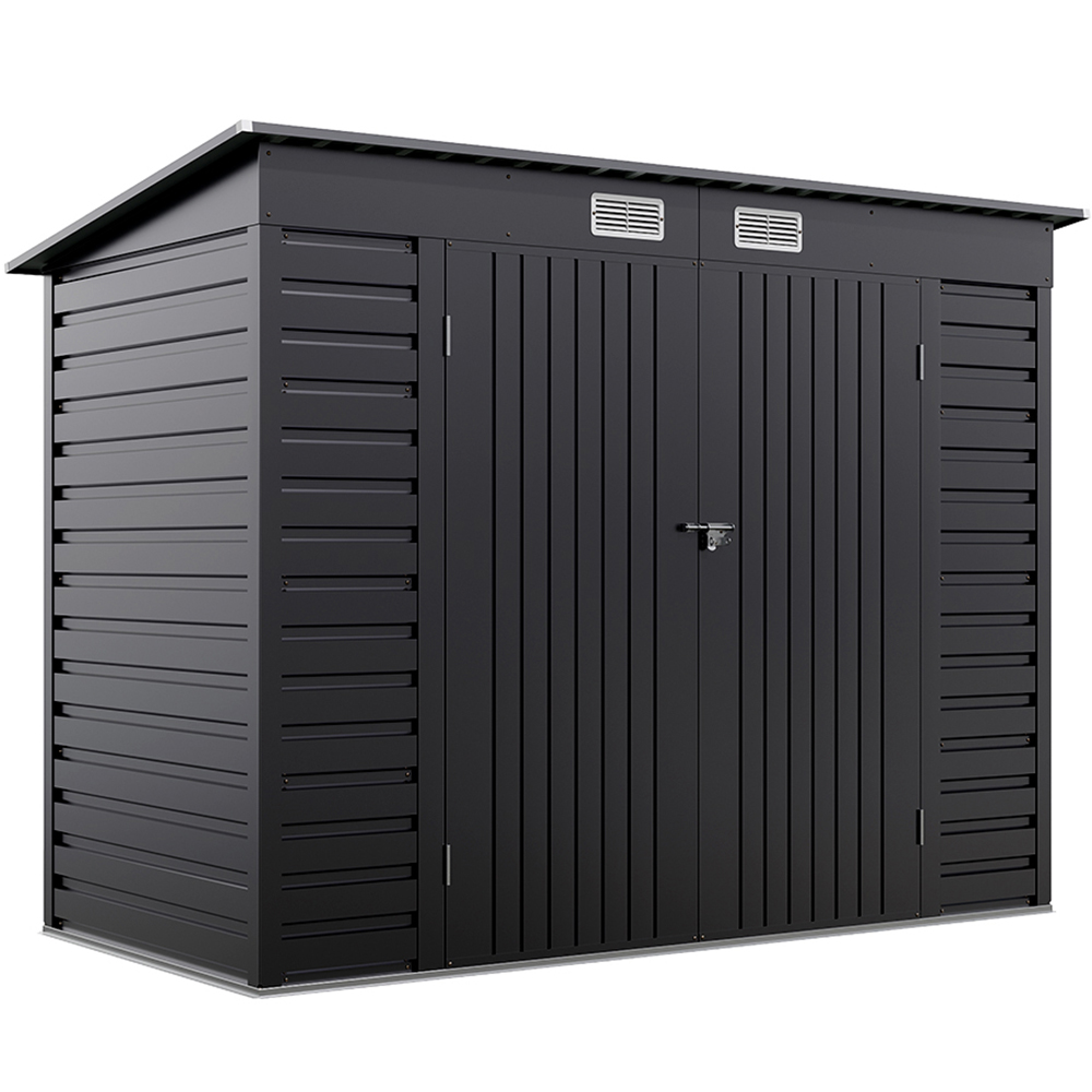 H&O Direct 8 x 4ft Black Metal Pent Garden Shed Image 1