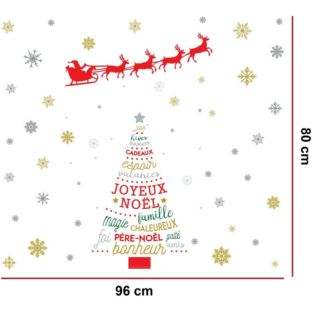 Walplus French Quotes Christmas Tree with Reindeer Sleigh Self Adhesive Wall Sticker 71 Piece Image 3