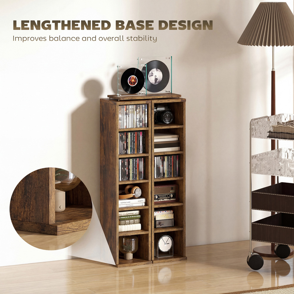 Portland 6 Shelf Rustic Brown Adjustable CD Storage Unit Set of 2 Image 7