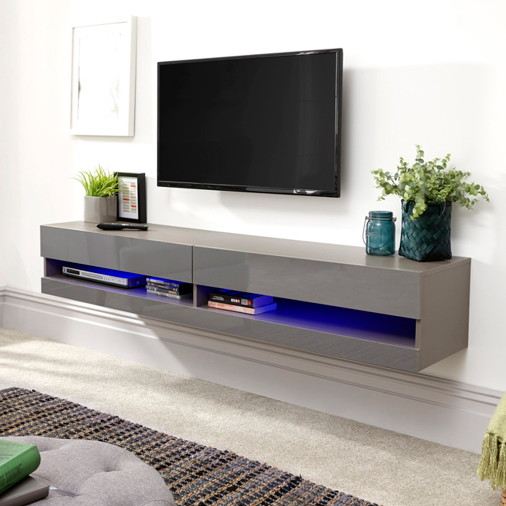 GFW Galicia Grey Medium Wall TV Unit with LED Image 3