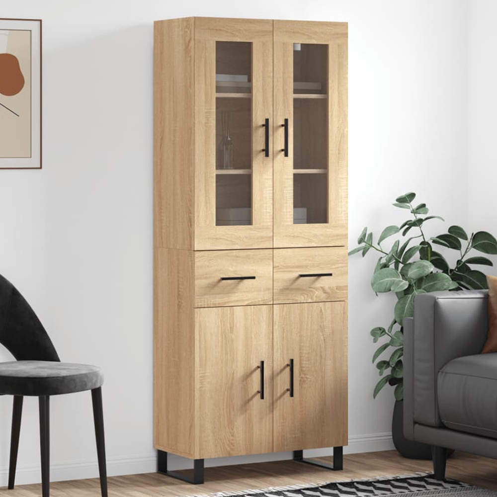 vidaXL 4 Door 2 Drawer Sonoma Oak Highboard Image 1