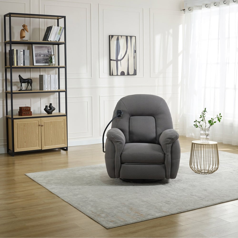 Milar Grey Reclining Chair with Phone Holder Image 4
