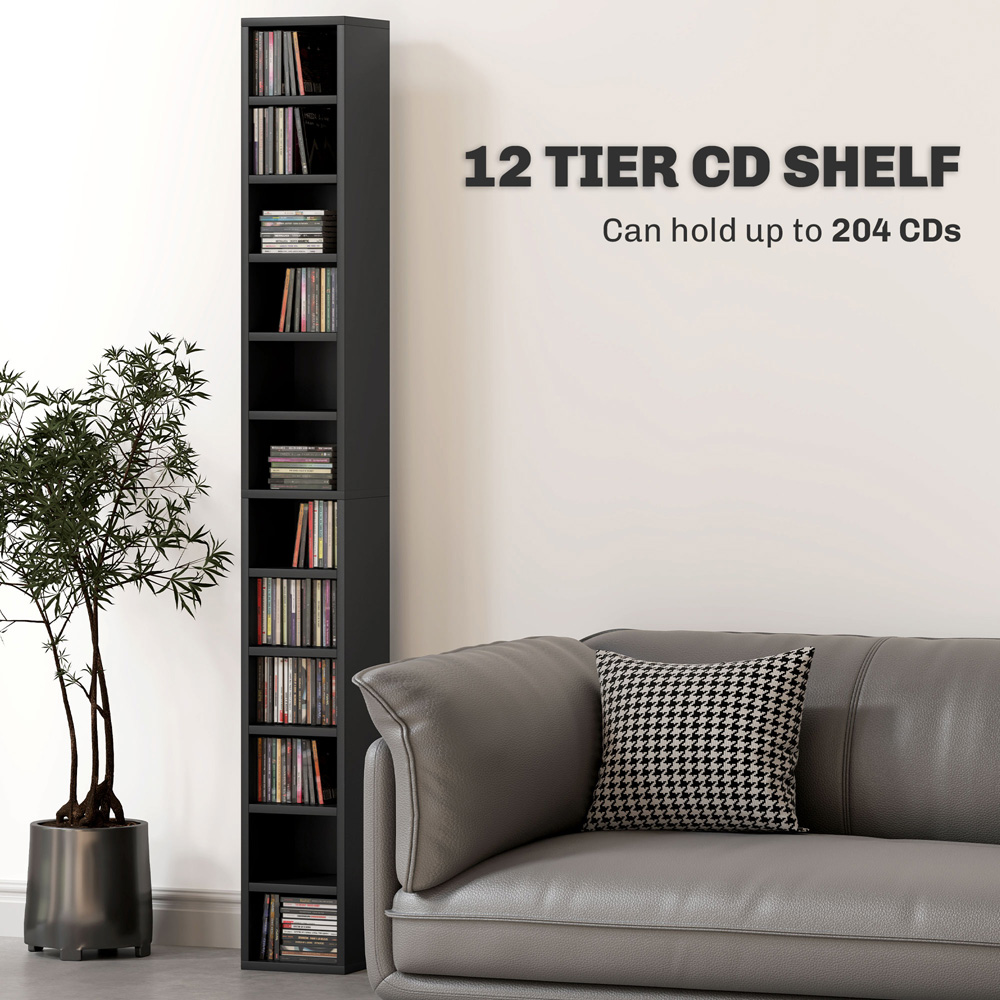 HOMCOM 204 CD Black Tall Bookshelf with Cubes Image 4