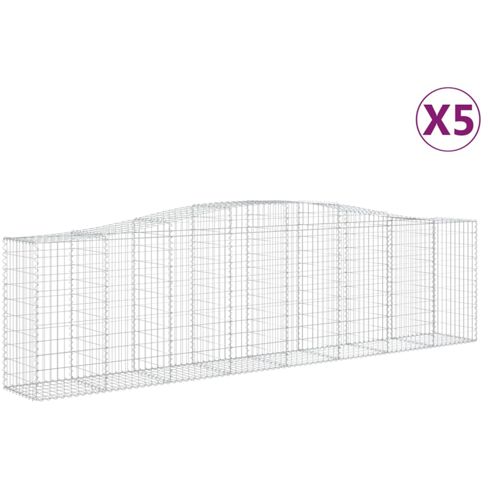 vidaXL Silver Galvanised Iron Arched Gabion Basket 400 x 50 x 100/120cm 5 Pack Image 2