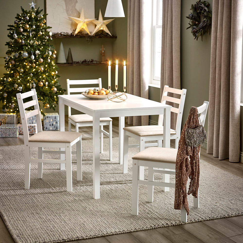Julian Bowen Keats 4 Seater White and Beige Rectangular Dining Set Image 8