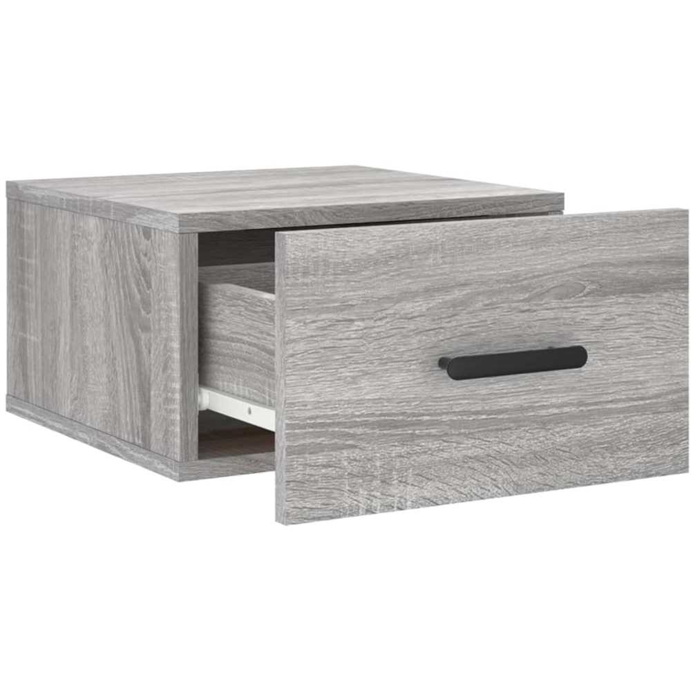 vidaXL Singe Drawer Grey Sonoma Oak Wall Mounted Bedside Table Image 6