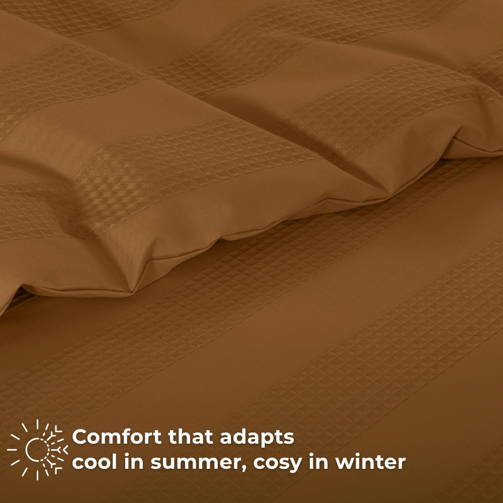 MHG Living Single Tan Dobby Waffle Striped Duvet Set Image 5