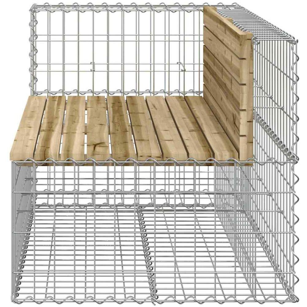 vidaXL Brown Solid Impregnated Pine Wood Gabion Design Garden Bench 122 x 71 x 65.5cm Image 3