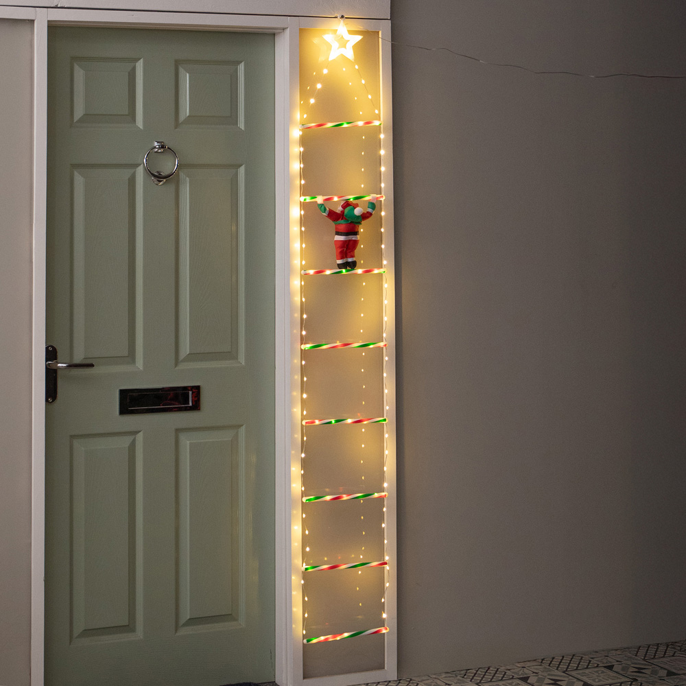 Samuel Alexander 124 Warm White LED Light-Up Santa Climbing Ladder Christmas Decoration 1.92m Image 9