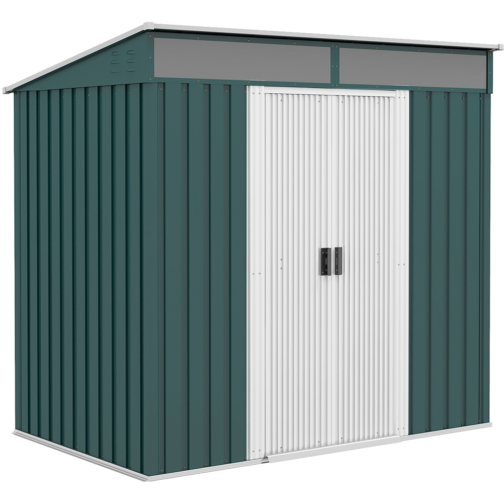Outsunny 6.5 x 4ft Green Double Door Storage Metal Shed Image 1