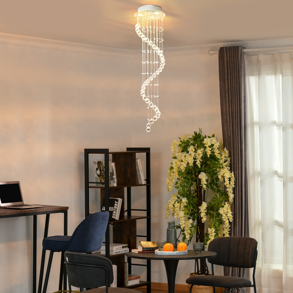 HOMCOM Spiral Crystal Chandelier Image 2