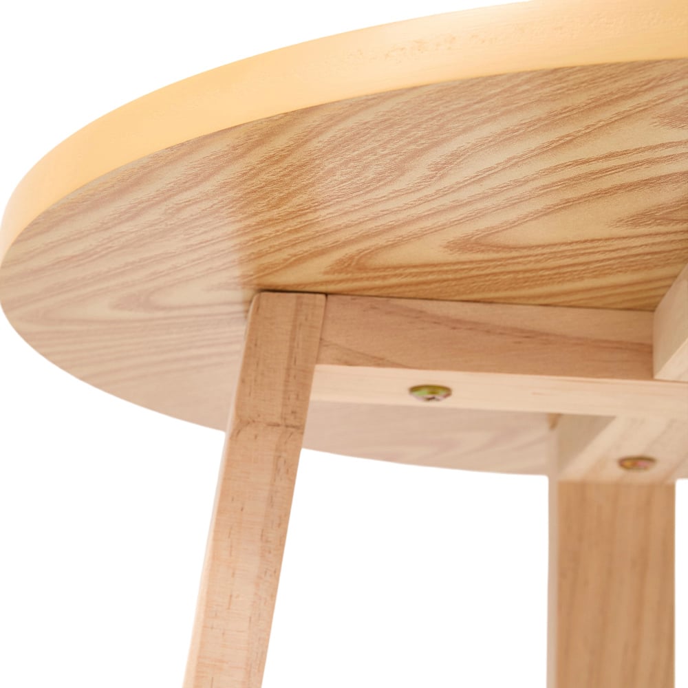 Living and Home 2-Tier Natural Round Solid Wood Coffee Side Table Image 5