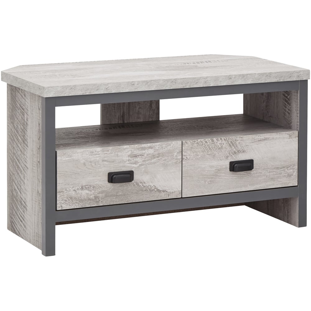 GFW Boston 2 Drawer Grey Corner TV Unit Image 3