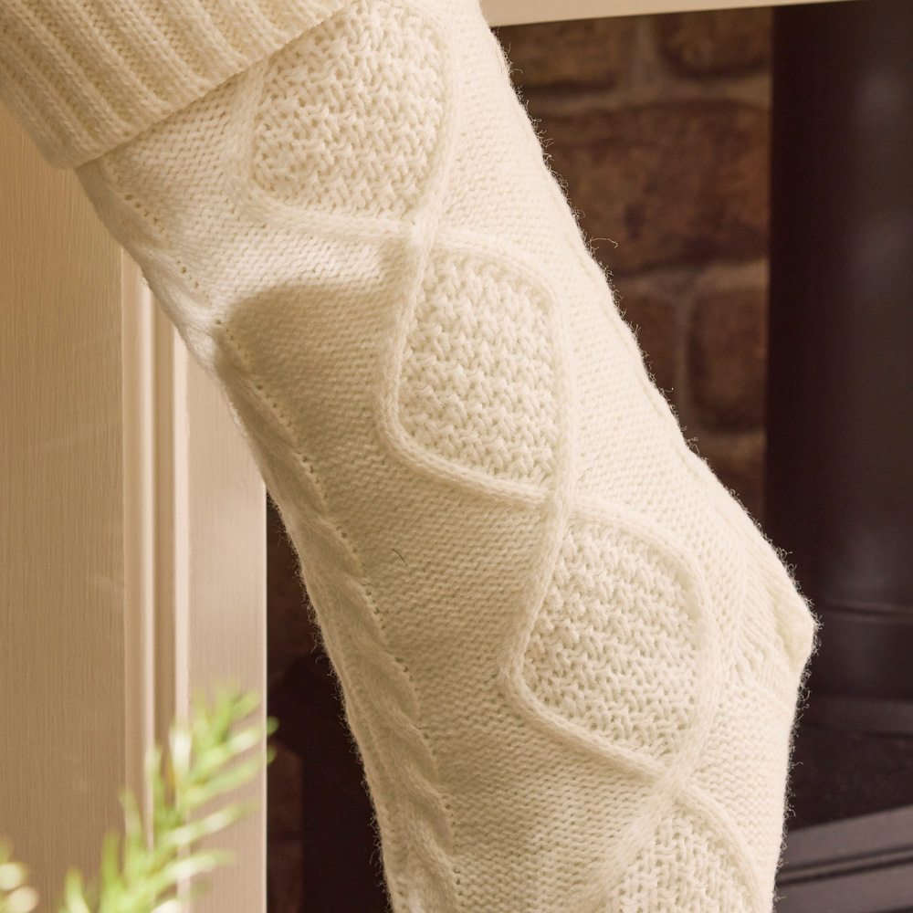 Dibor Ivory Chunky Knit Christmas Stocking Image 4