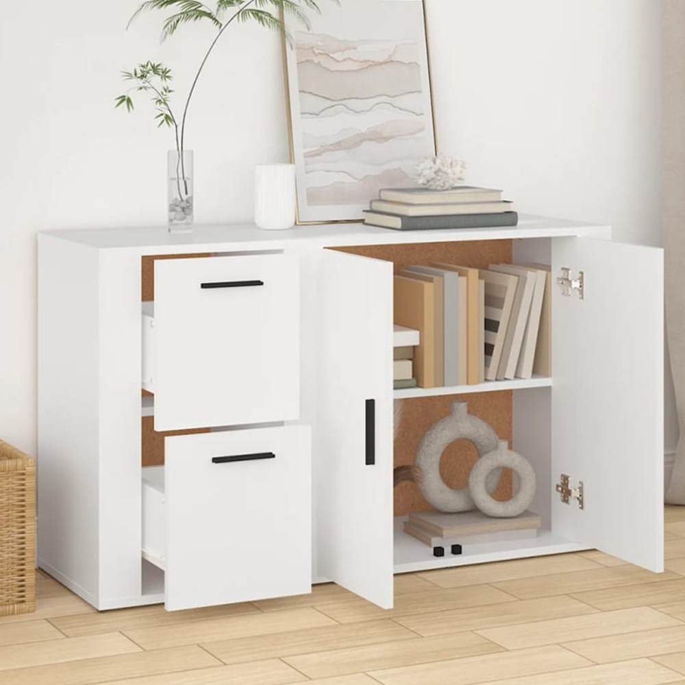 vidaXL 2 Door 2 Drawer White Sideboard Image 1