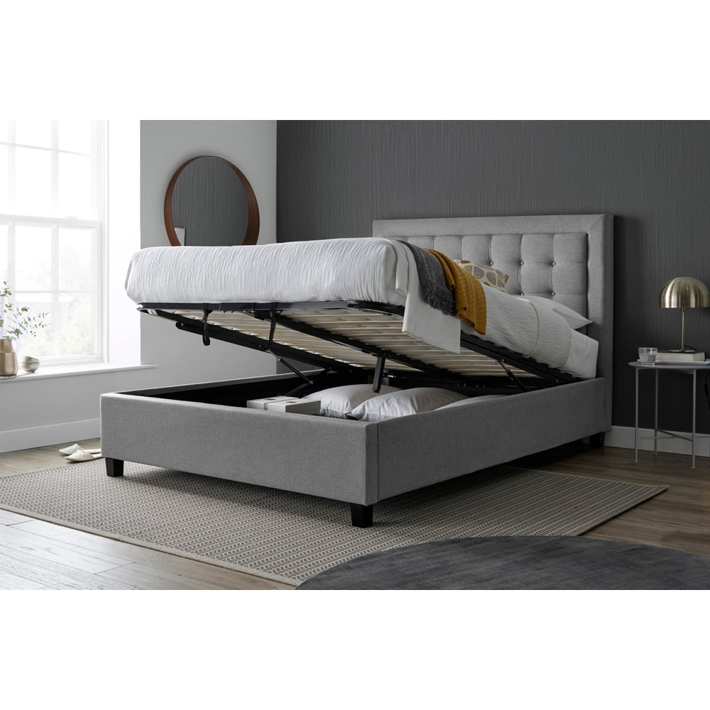 Brandon King Size Grey Fabric Ottoman Bed Image 2