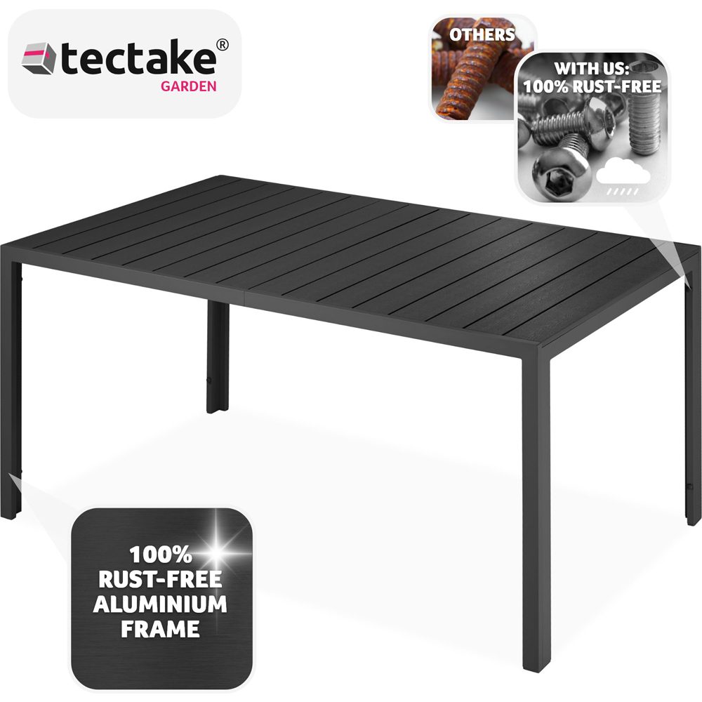 tectake Bianca Black Wood Look Aluminium Garden Table Image 3
