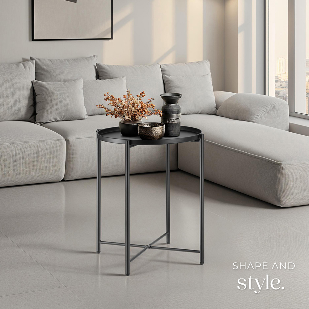 tectake Chester Black Round Bedside Table Image 7