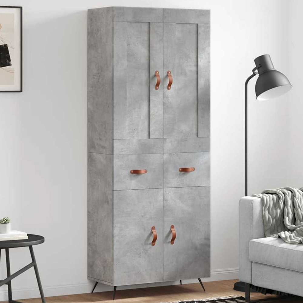 vidaXL 4 Door 2 Drawer Concrete Grey Highboard Image 1